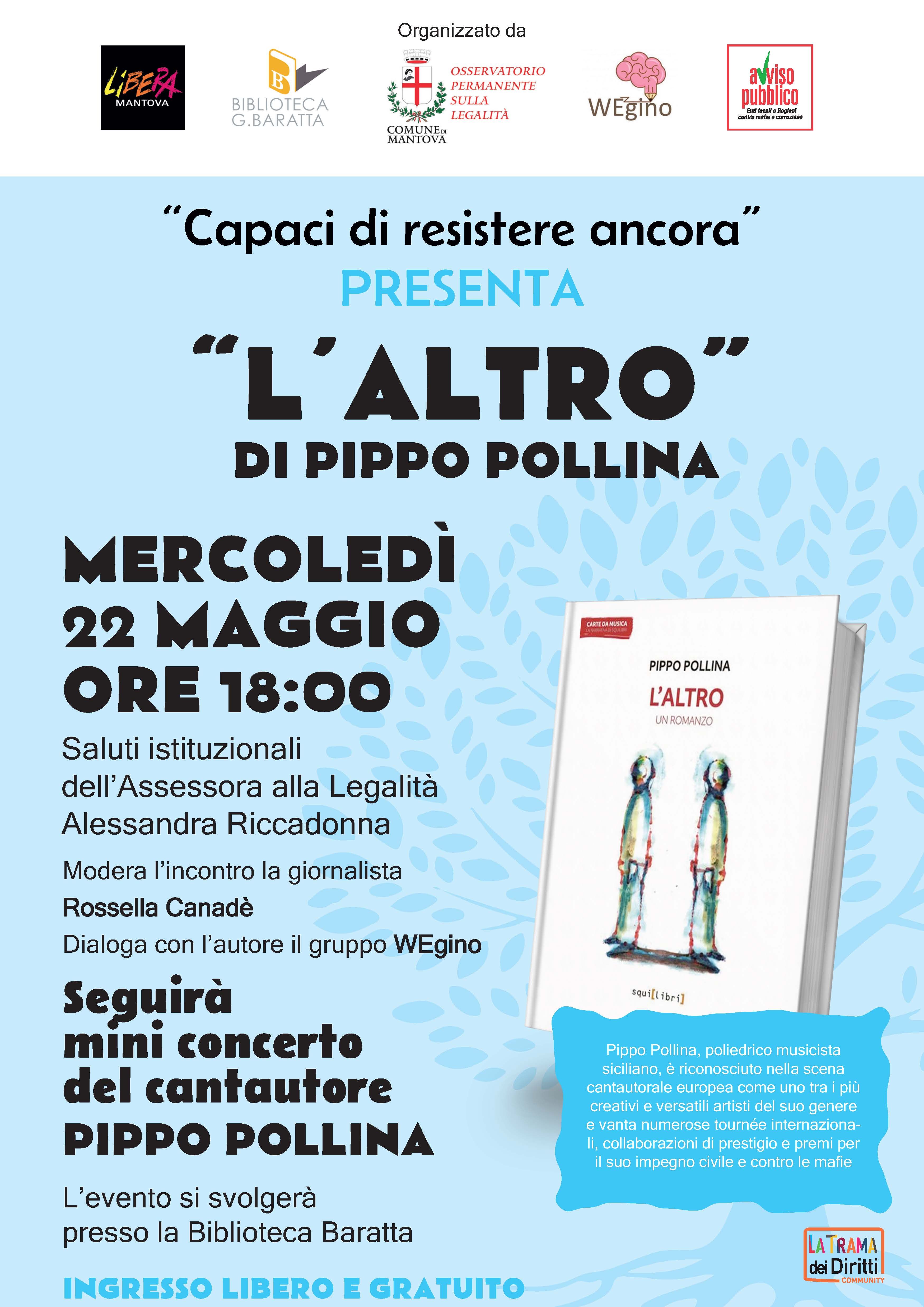 Pippo Pollina presenta "L'altro" alla Biblioteca Baratta - 22 maggio 2024