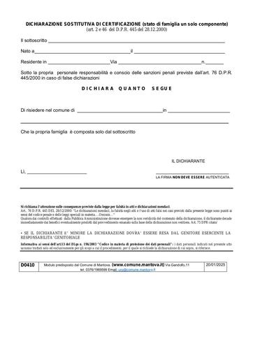 Stato di famiglia singolo