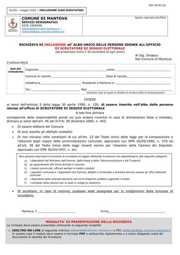 Iscrizione Albo Scrutatori