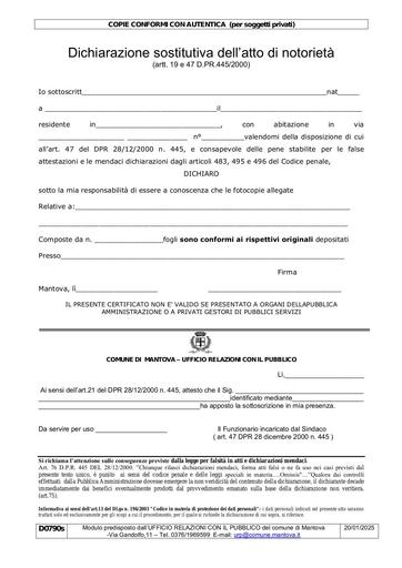 Copia conforme per enti privati con autentica della firma