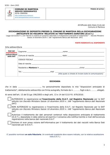Istanza di deposito DAT