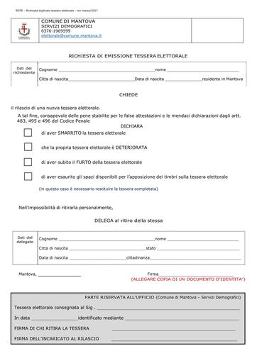 Richiesta tessera elettorale