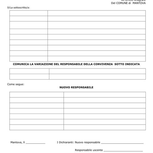 Variazione responsabile convivenza art. 5