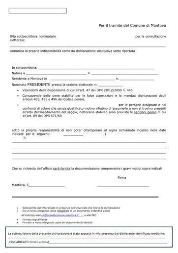 Modulo di rinuncia all'ufficio di presidente