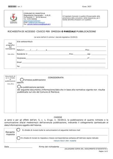 Richiesta accesso civico semplice