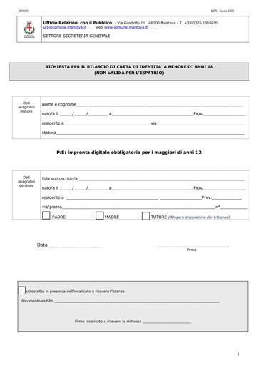 Carta d'identità elettronica per minori NON valida per l'espatrio