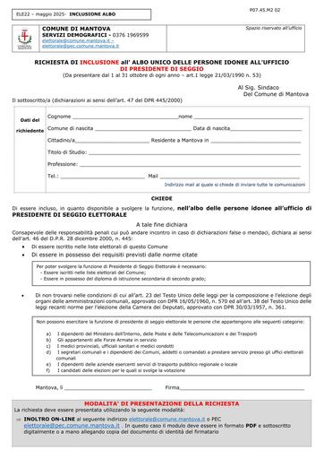 Iscrizione Albo Presidenti di Seggio